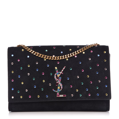 Saint Laurent Suede Crystal Medium Classic Monogram Kate Satchel Black 1 of 6