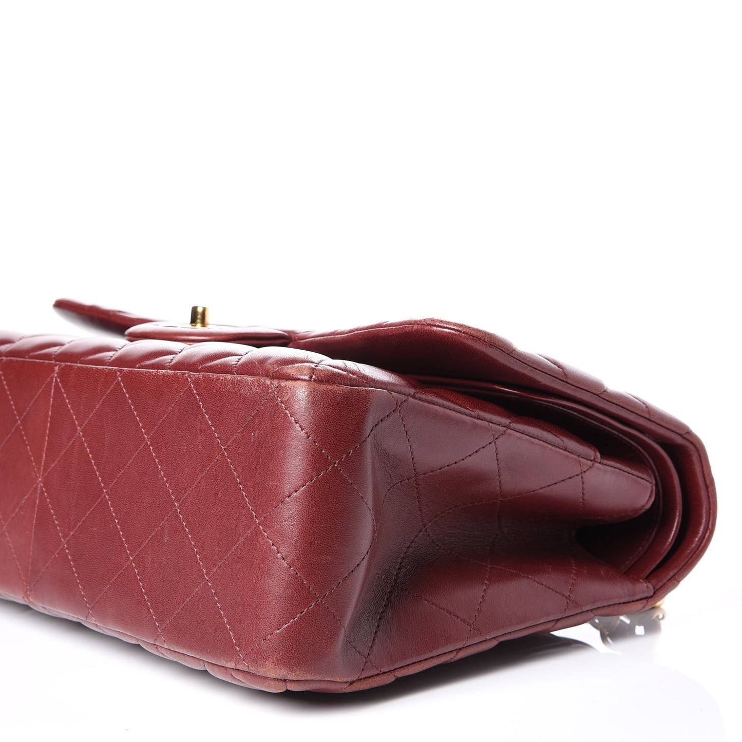 Lambskin Quilted Jumbo Double Flap Burgundy