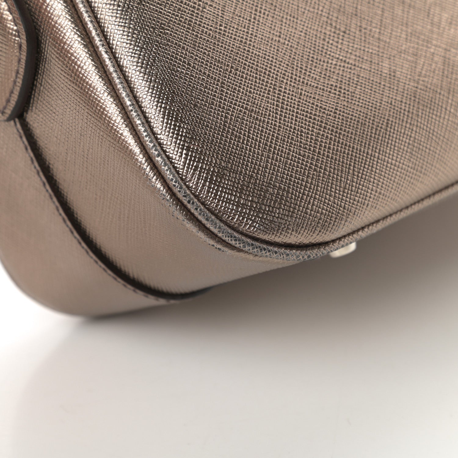 Prada Metallic Saffiano Pushlock Shoulder Bag Bronzo 12 of 15