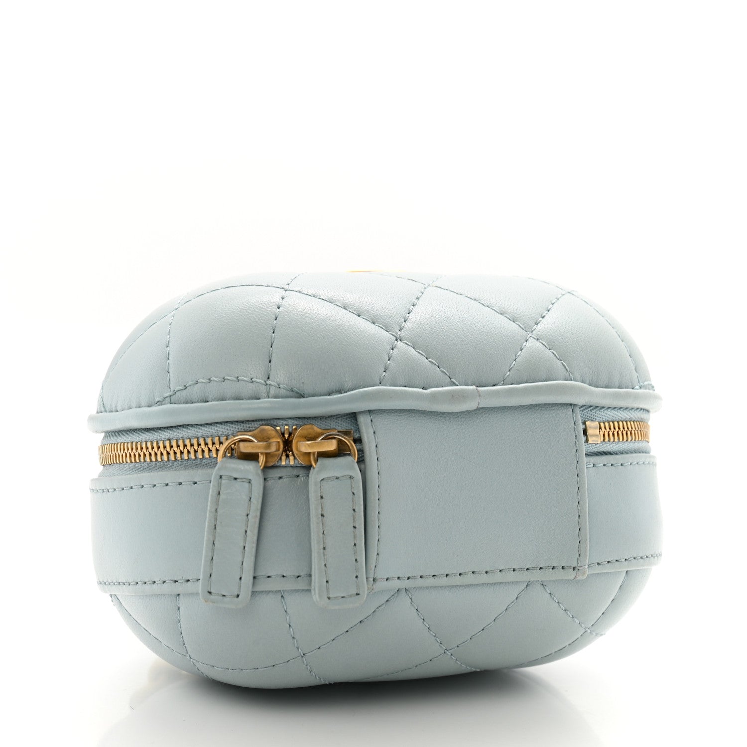 Chanel Lambskin Quilted CC Bubble Vanity Case With Chain Light Blue 4 of 14