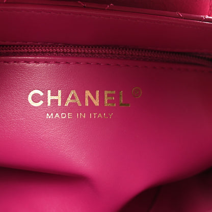 Chanel Shiny Aged Calfskin Quilted Nano Kelly Shopper Dark Pink 6 of 10