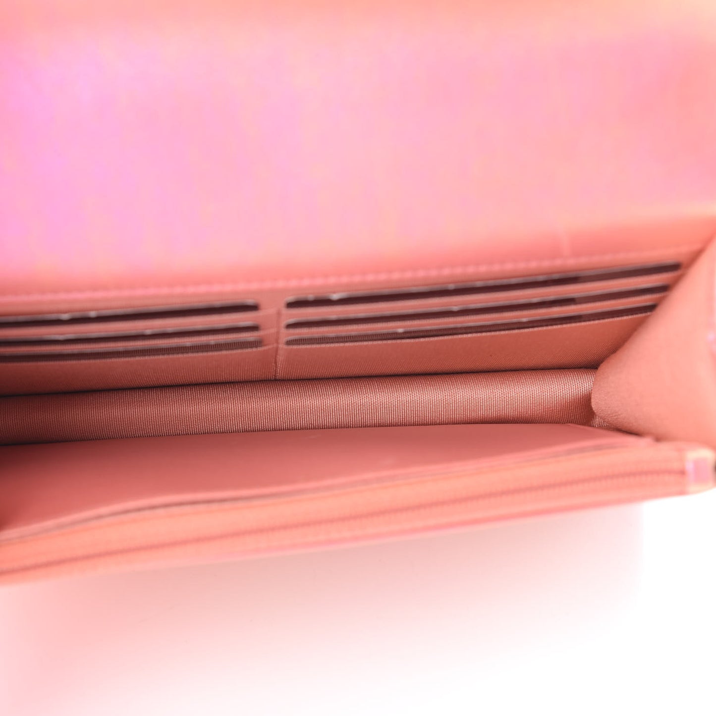 Iridescent Calfskin Quilted Chanel 19 Wallet On Chain WOC Pink