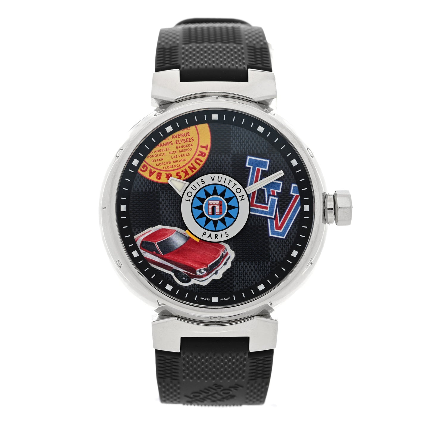 Stainless Steel Rubber 41mm Tambour World Tour Watch
