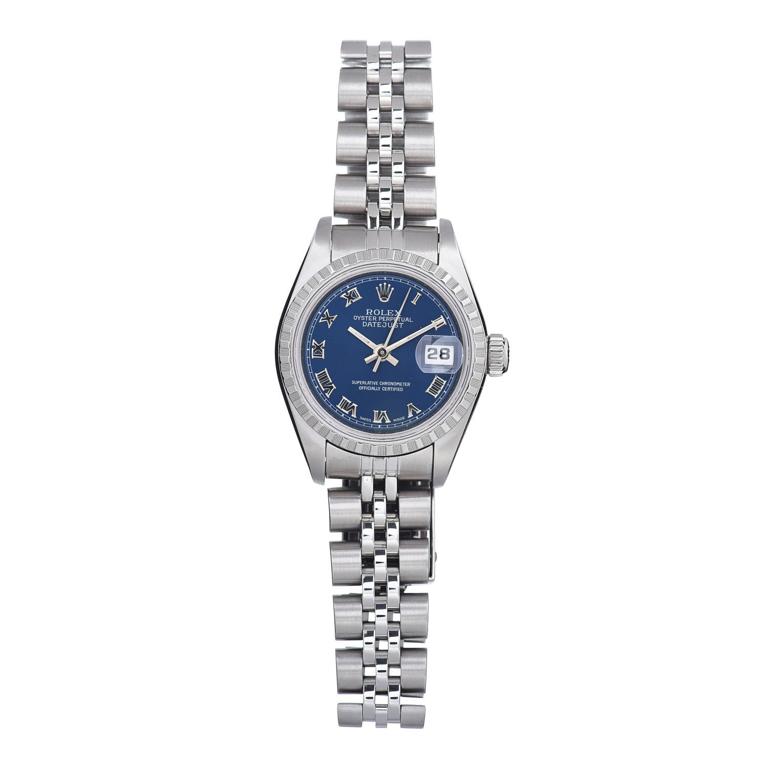 Rolex Stainless Steel 26mm Oyster Perpetual Datejust Watch Blue Roman 79240 1 of 5