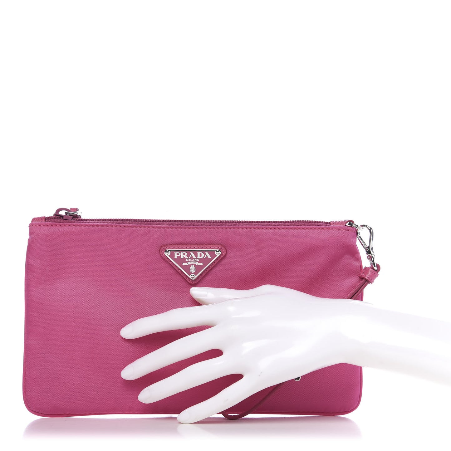 Tessuto Nylon Saffiano Wristlet Fuxia