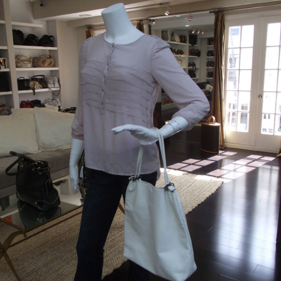 Leather Maxi Tote White