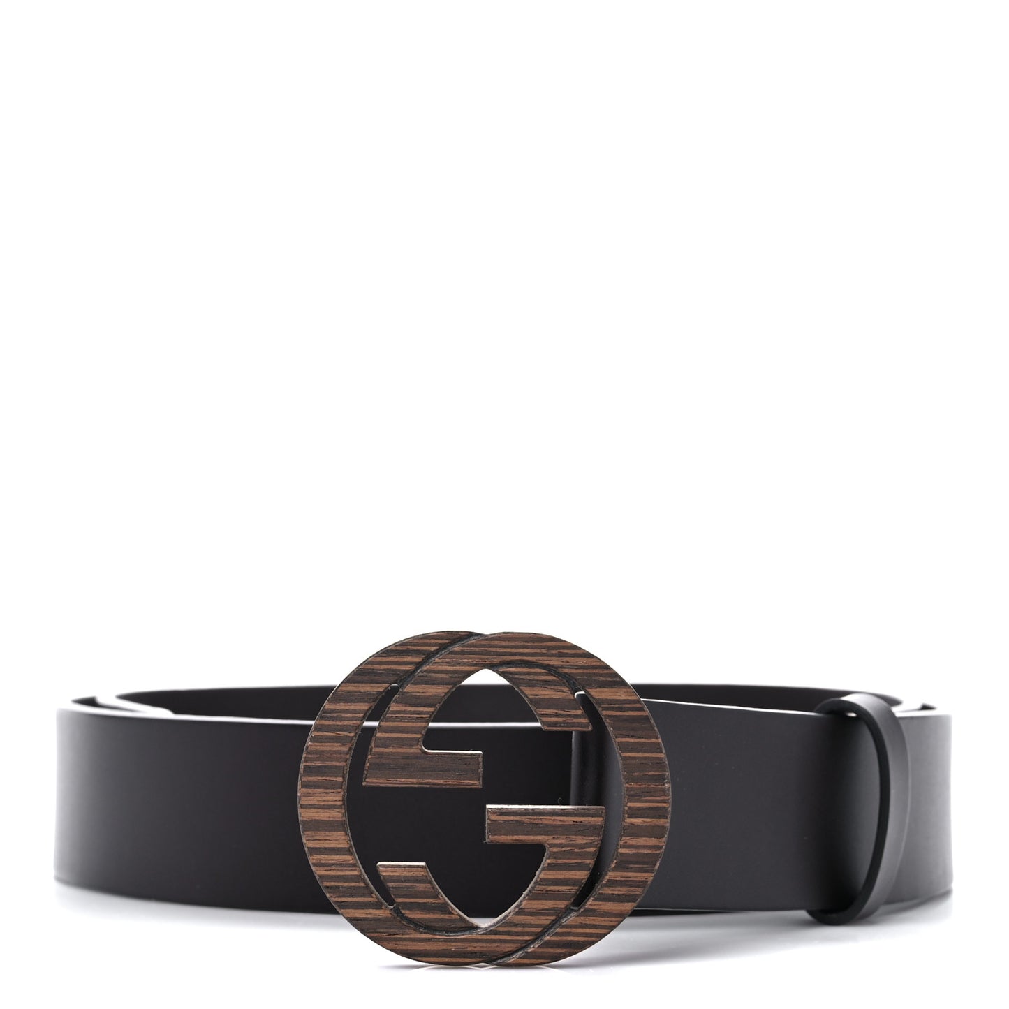 Calfskin Wood Interlocking G Belt 105 42 Brown
