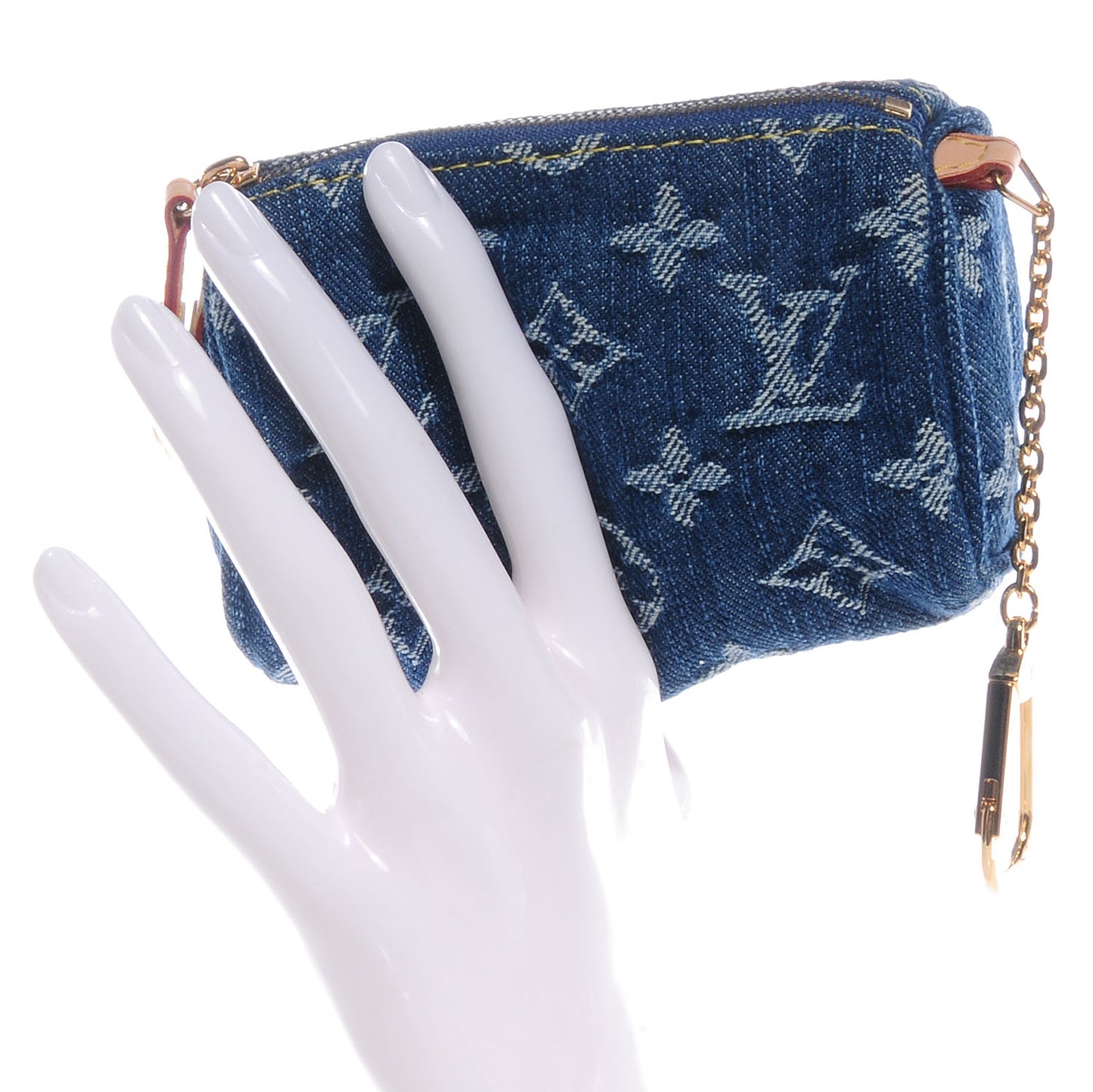 Monogram Denim Pochette Speedy PM Key Holder Blue