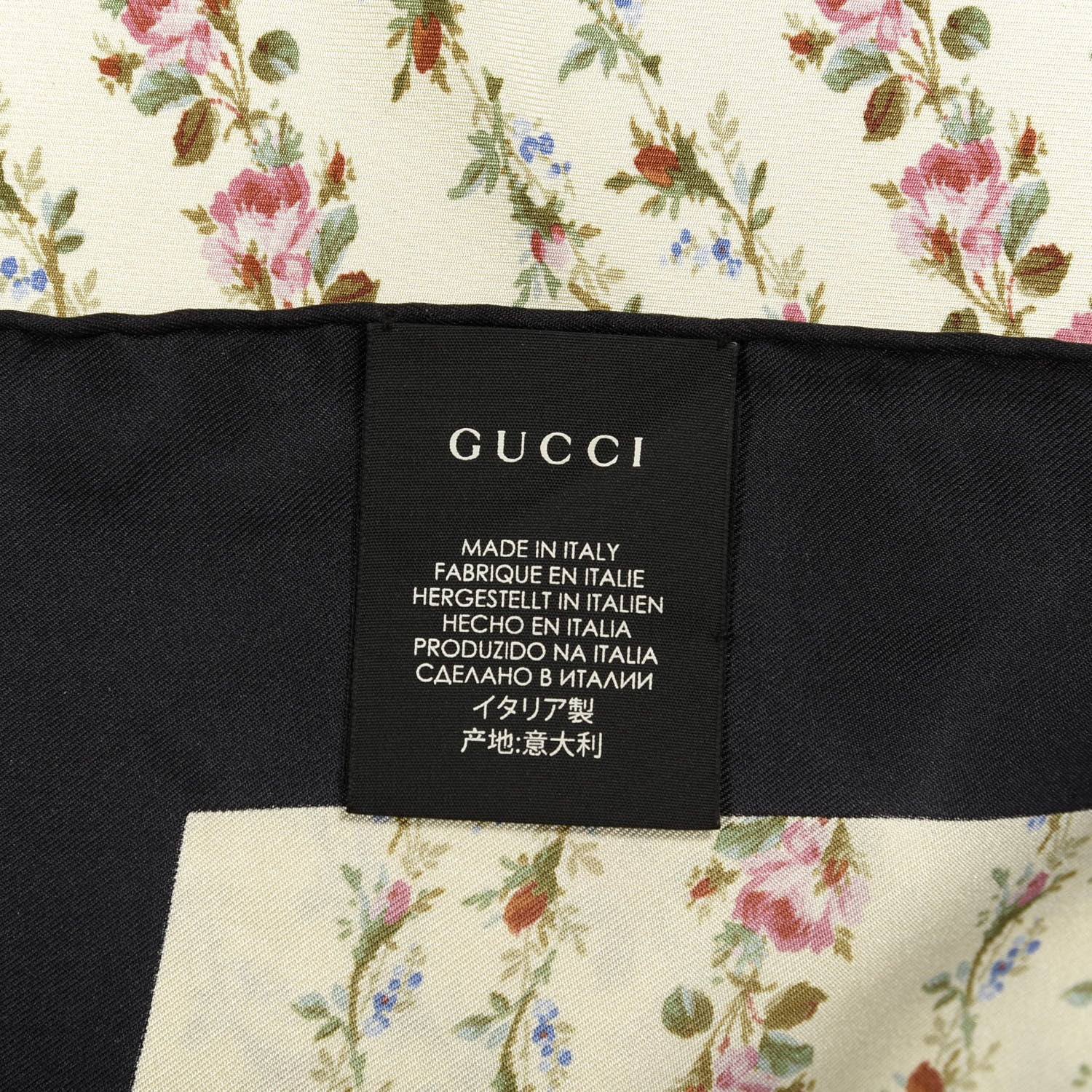 Gucci Silk Twill Gucci Rose Series Square Scarf Ivory Black 3 of 3