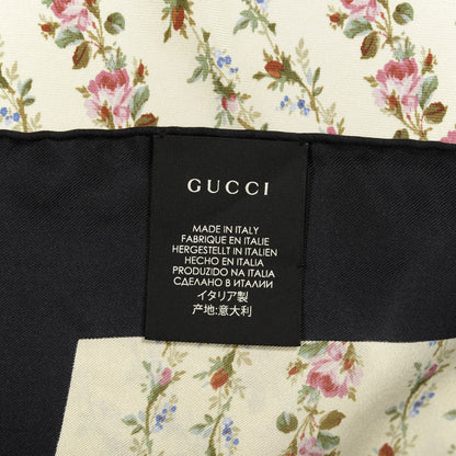 Gucci Silk Twill Gucci Rose Series Square Scarf Ivory Black 3 of 3