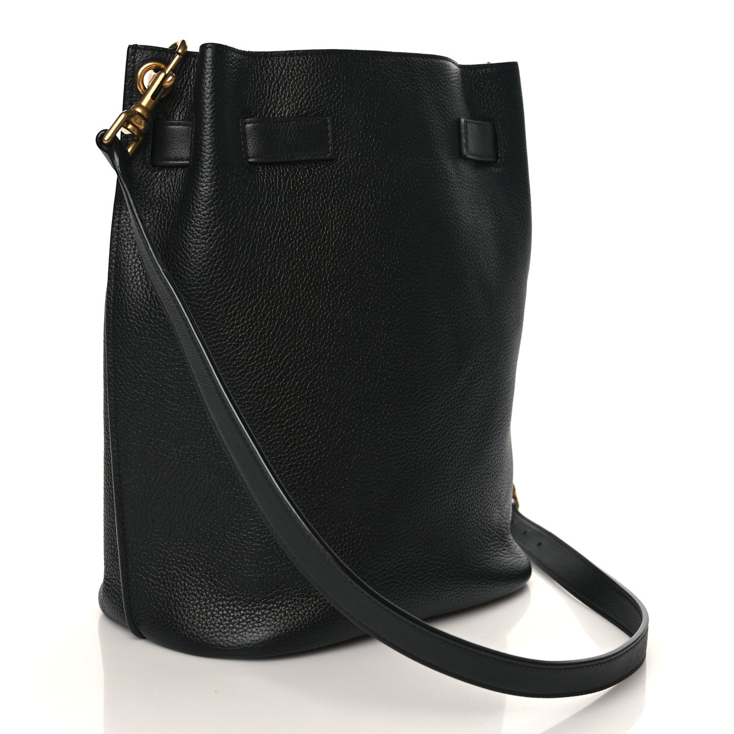 Grained Calfskin Boucle Bucket Bag Black