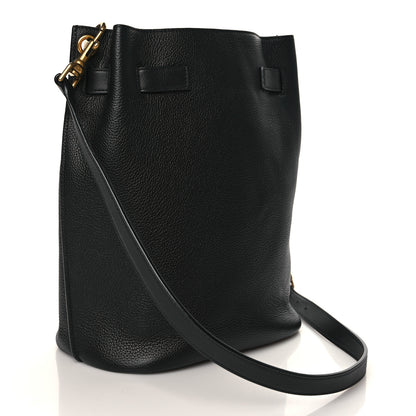 Saint Laurent Grained Calfskin Boucle Bucket Bag Black 2 of 8