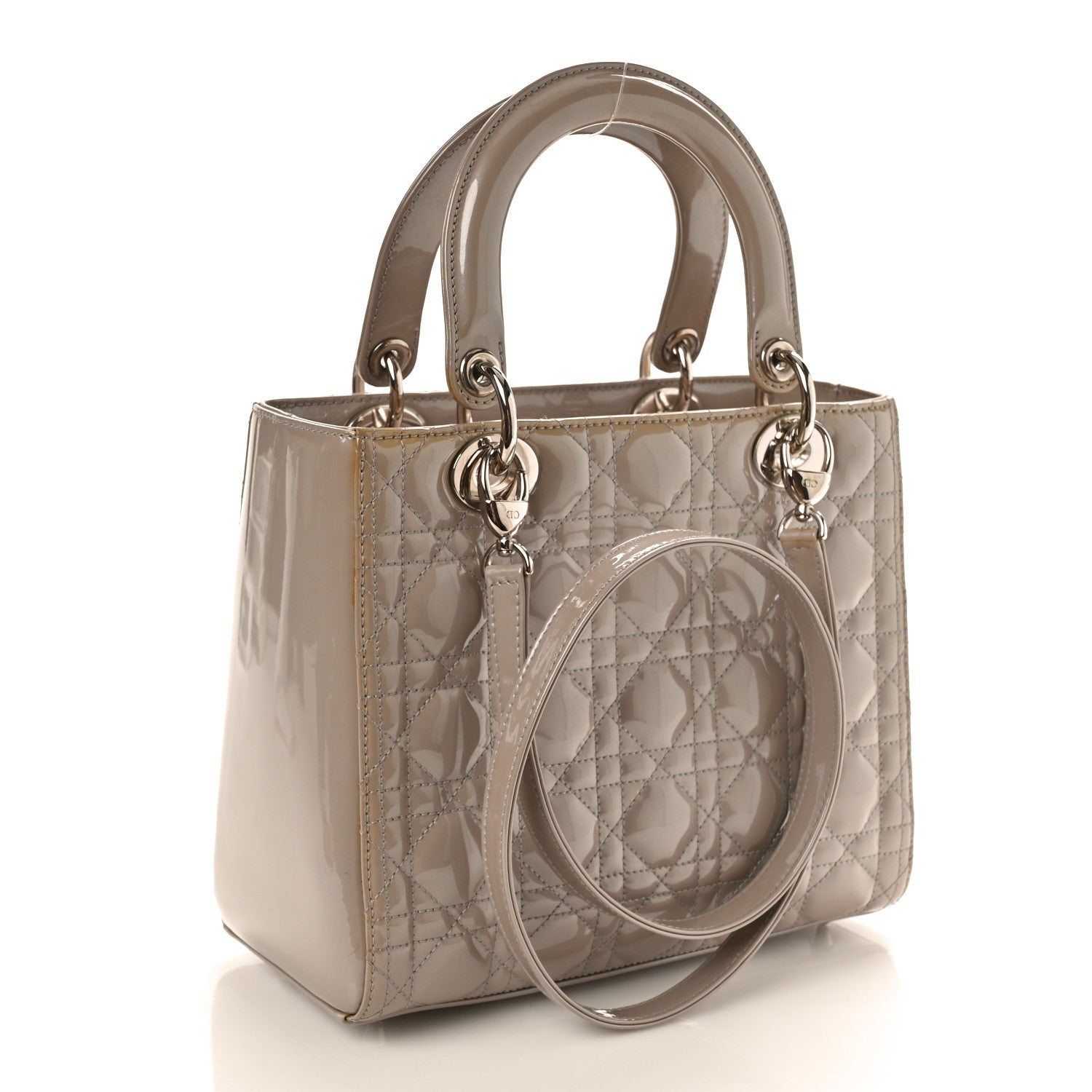 Christian Dior Pearlized Patent Cannage Medium Lady Dior Grey 2 of 9