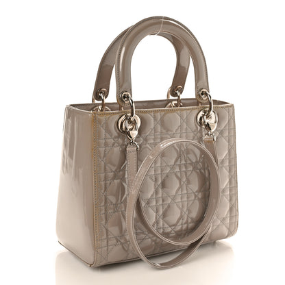 Christian Dior Pearlized Patent Cannage Medium Lady Dior Grey 2 of 9