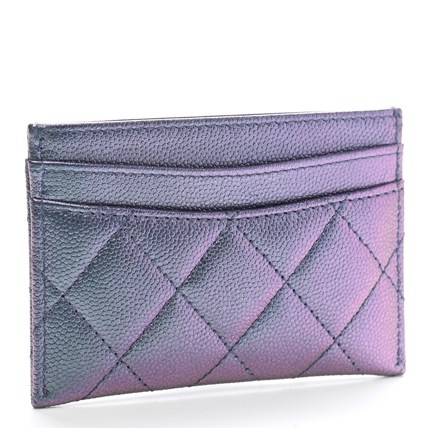 Chanel Iridescent Caviar Quilted Card Holder Dark Blue 3 of 9