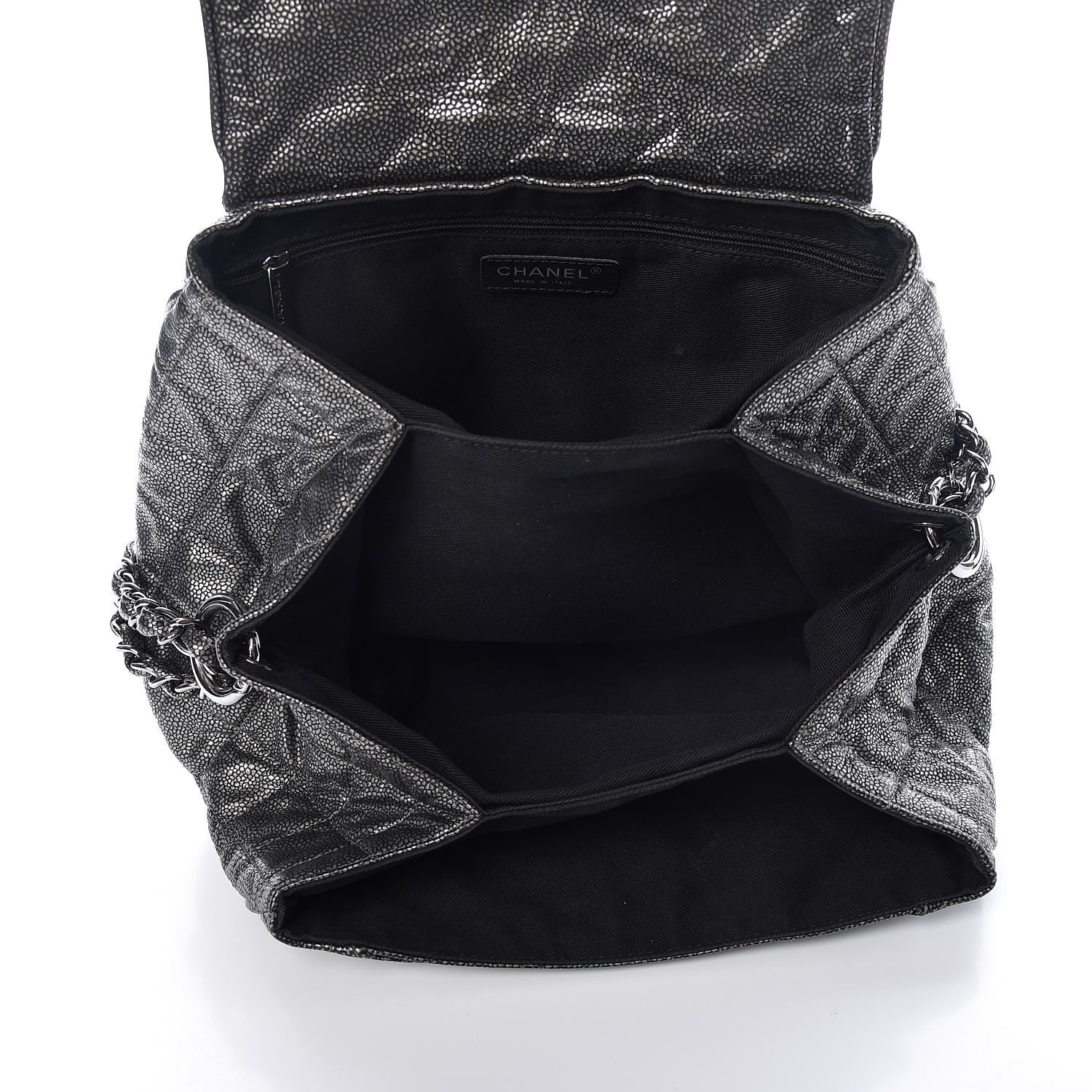 Chanel Metallic Caviar Quilted Timeless Accordion Flap Dark Silver 5 of 13