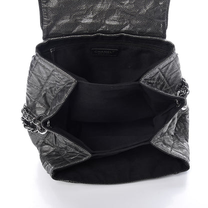 Chanel Metallic Caviar Quilted Timeless Accordion Flap Dark Silver 5 of 13