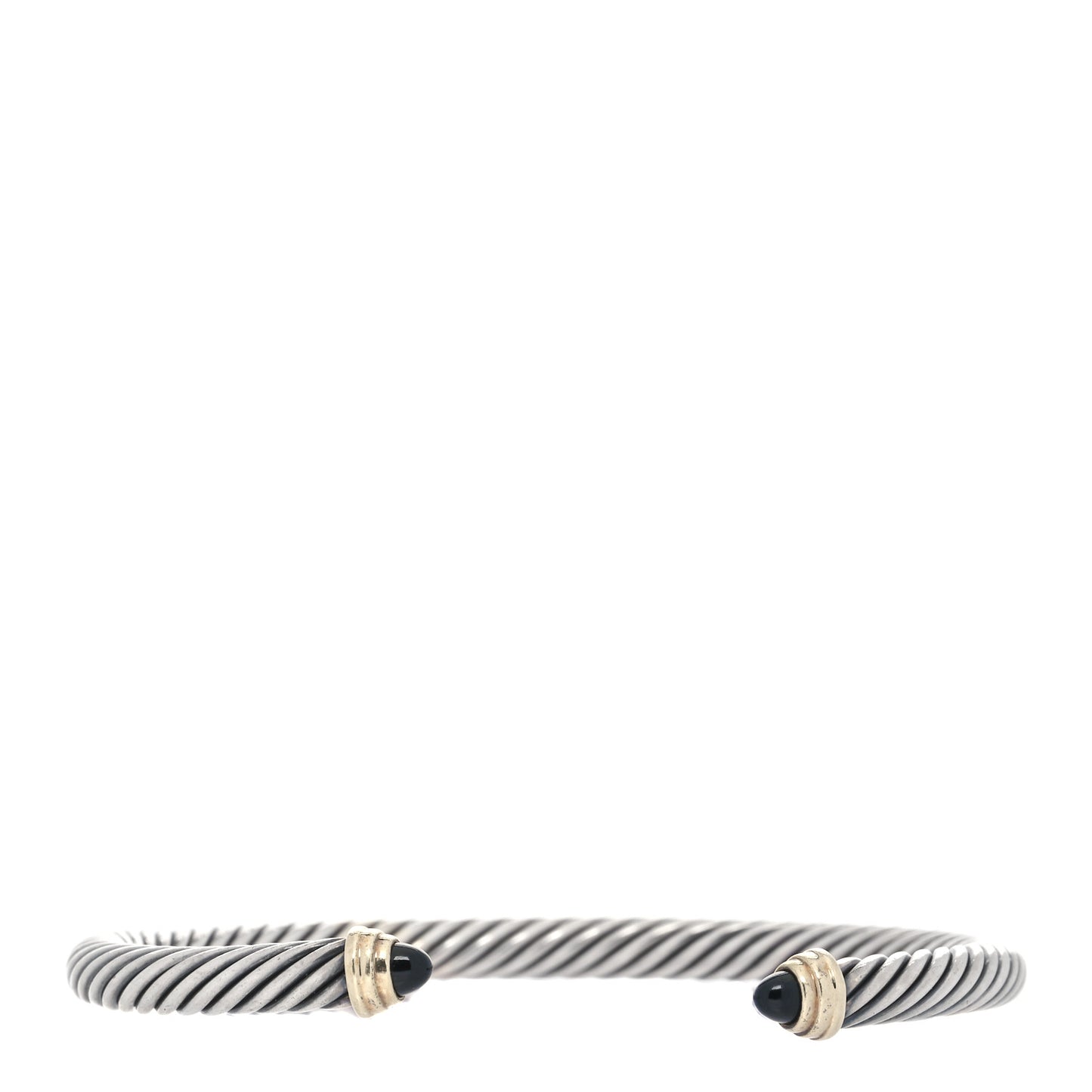 Sterling Silver 14K Yellow Gold Black Onyx 5mm Cable Classics Petite Color Bracelet