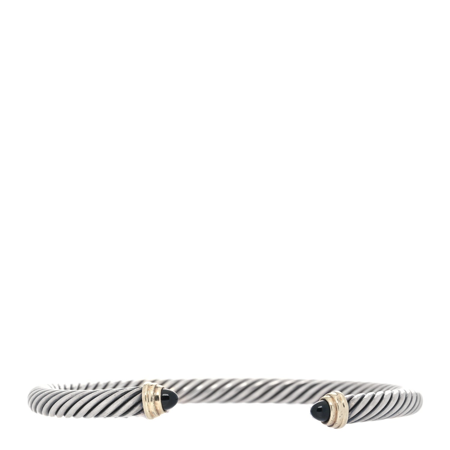 David Yurman Sterling Silver 14K Yellow Gold Black Onyx 5mm Cable Classics Petite Color Bracelet 1 of 3