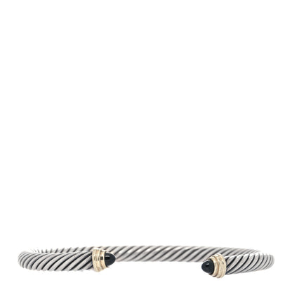 David Yurman Sterling Silver 14K Yellow Gold Black Onyx 5mm Cable Classics Petite Color Bracelet 1 of 3