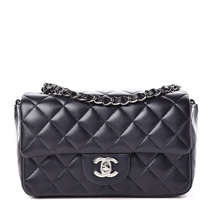 Chanel Metallic Lambskin Quilted Mini Rectangular Flap Navy 1 of 11