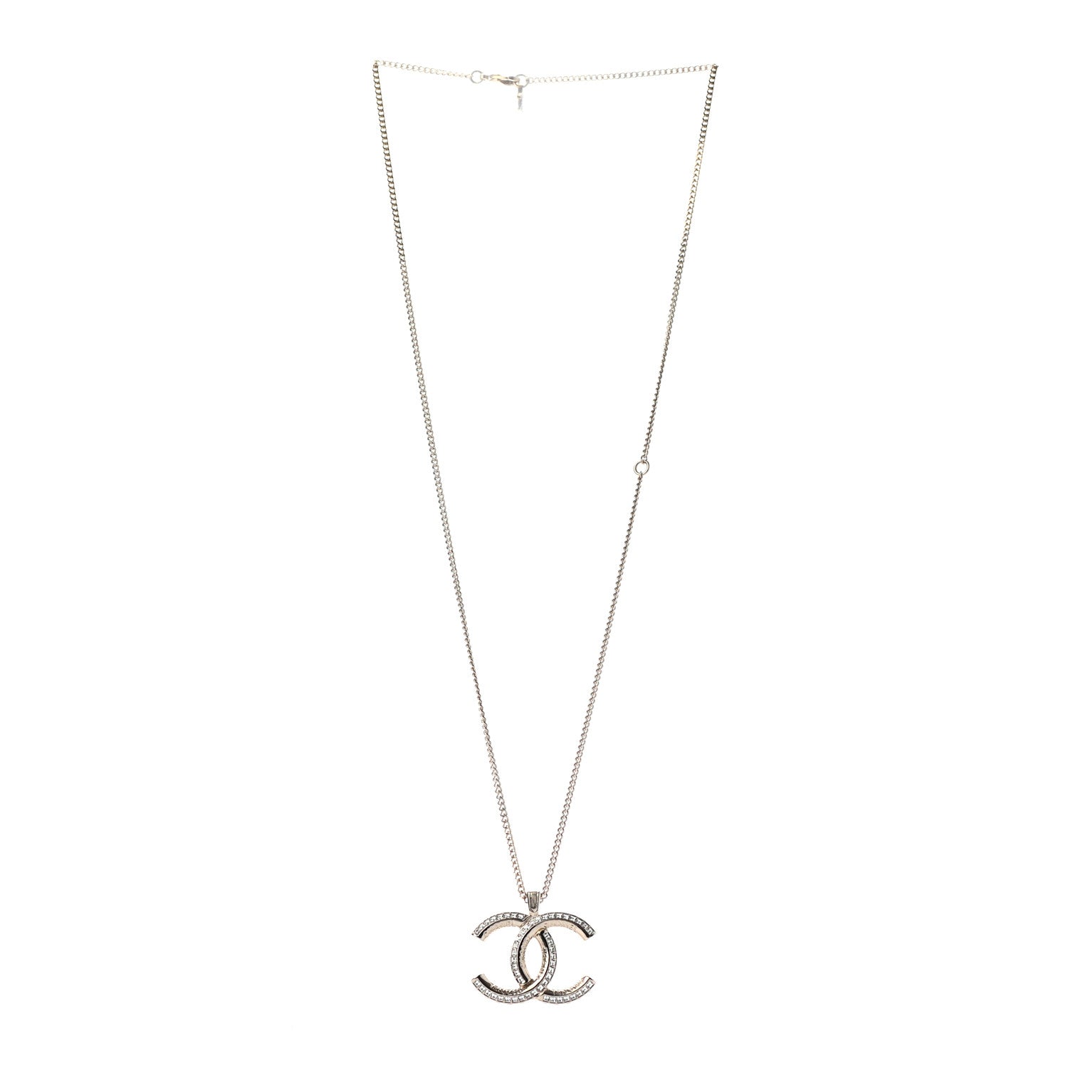 Chanel Crystal CC Pendant Necklace Gold 3 of 5