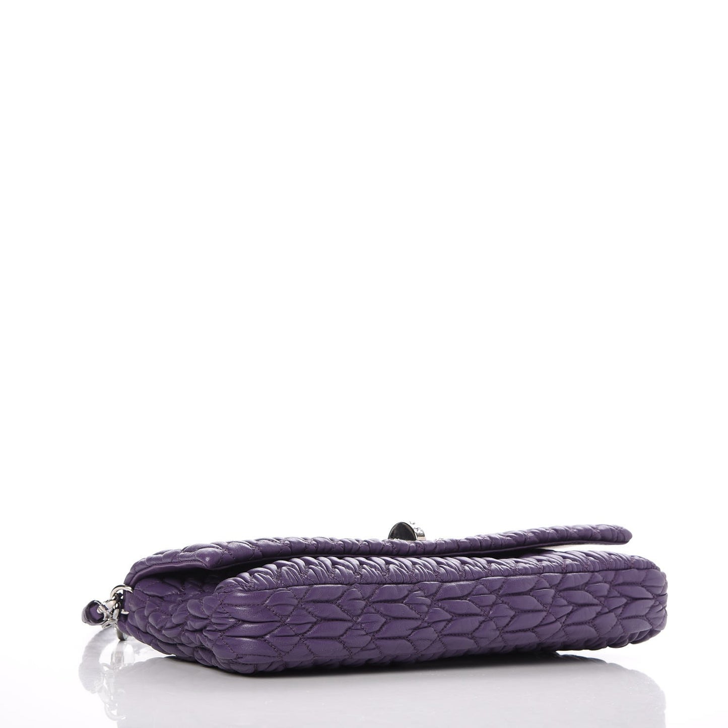 Nappa Matelasse Crystal Flap Clutch Viola