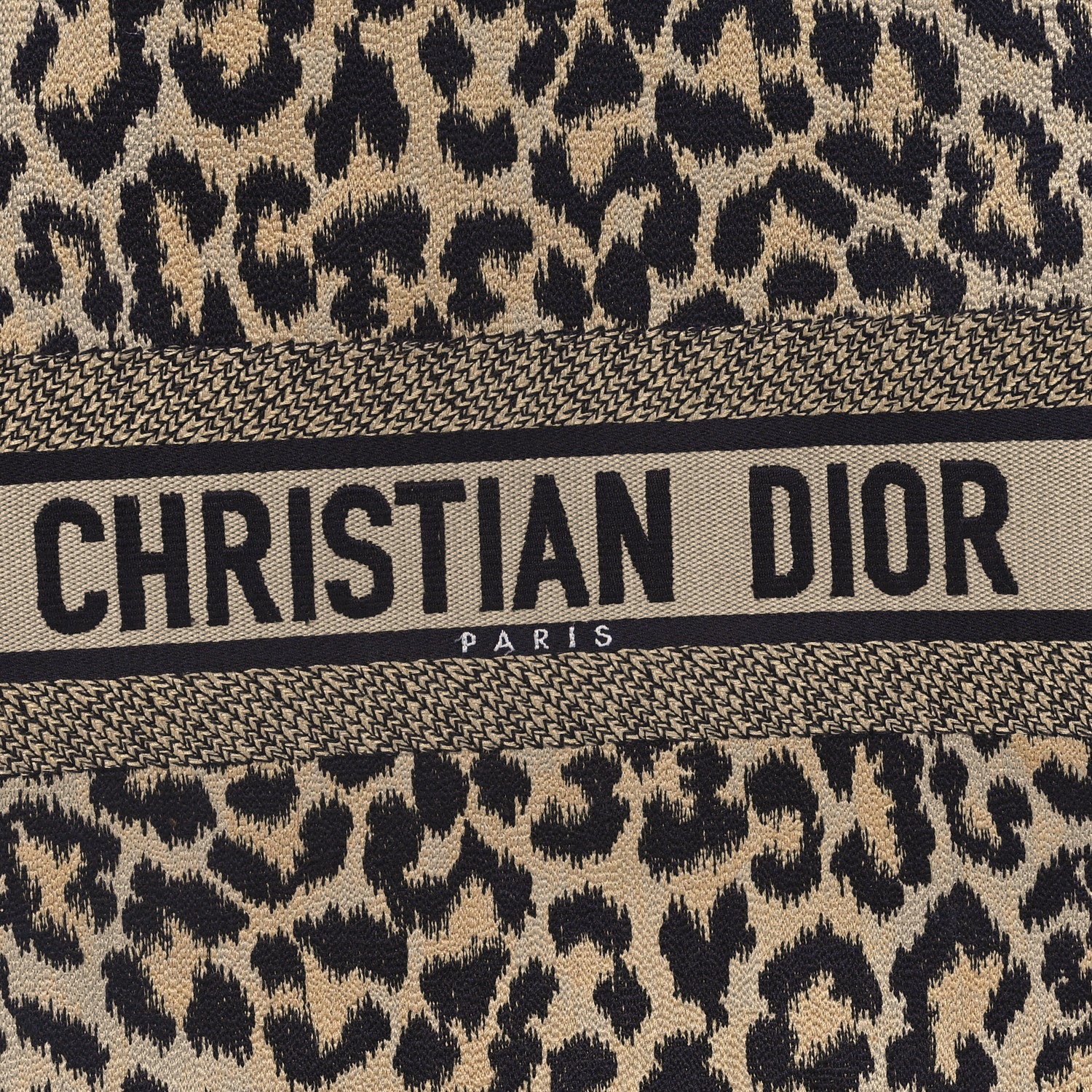 Christian Dior Canvas Mizza Embroidered Large Leopard Book Tote Beige 6 of 11