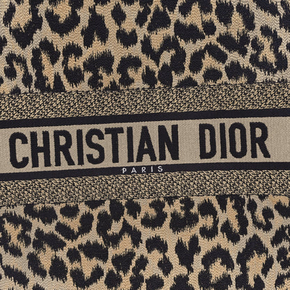 Christian Dior Canvas Mizza Embroidered Large Leopard Book Tote Beige 6 of 11