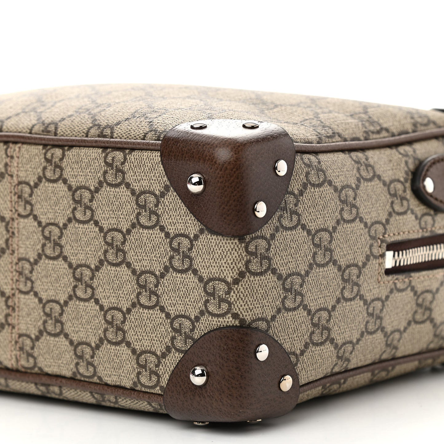 GG Supreme Monogram Textured Calfskin Square Messenger Bag Beige Ebony New Acero