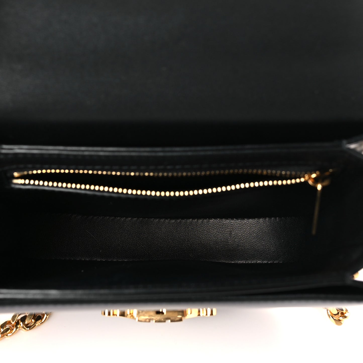 Shiny Calfskin Besace Clea Chain Triomphe Black