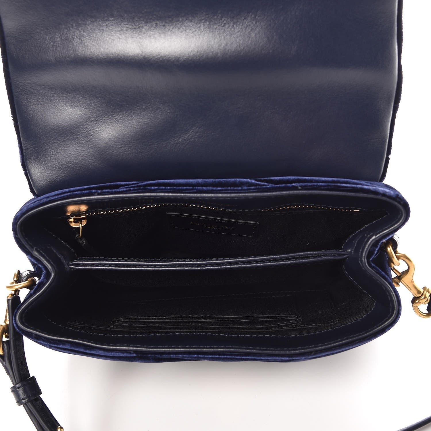 Saint Laurent Velvet Y Quilted Monogram Toy Loulou Crossbody Bag Navy 5 of 11