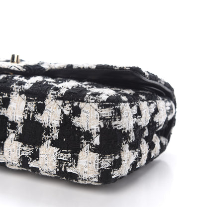 Chanel Tweed Quilted Medium Double Flap Black Ecru White 9 of 12
