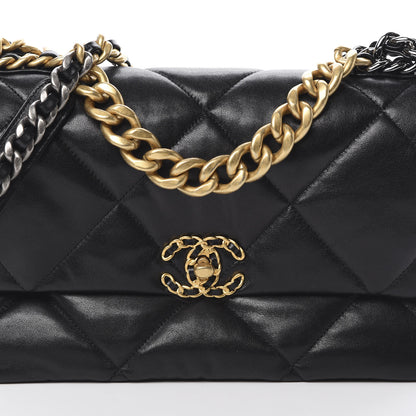 Chanel Goatskin Quilted Large 19 Flap Black 9 of 12