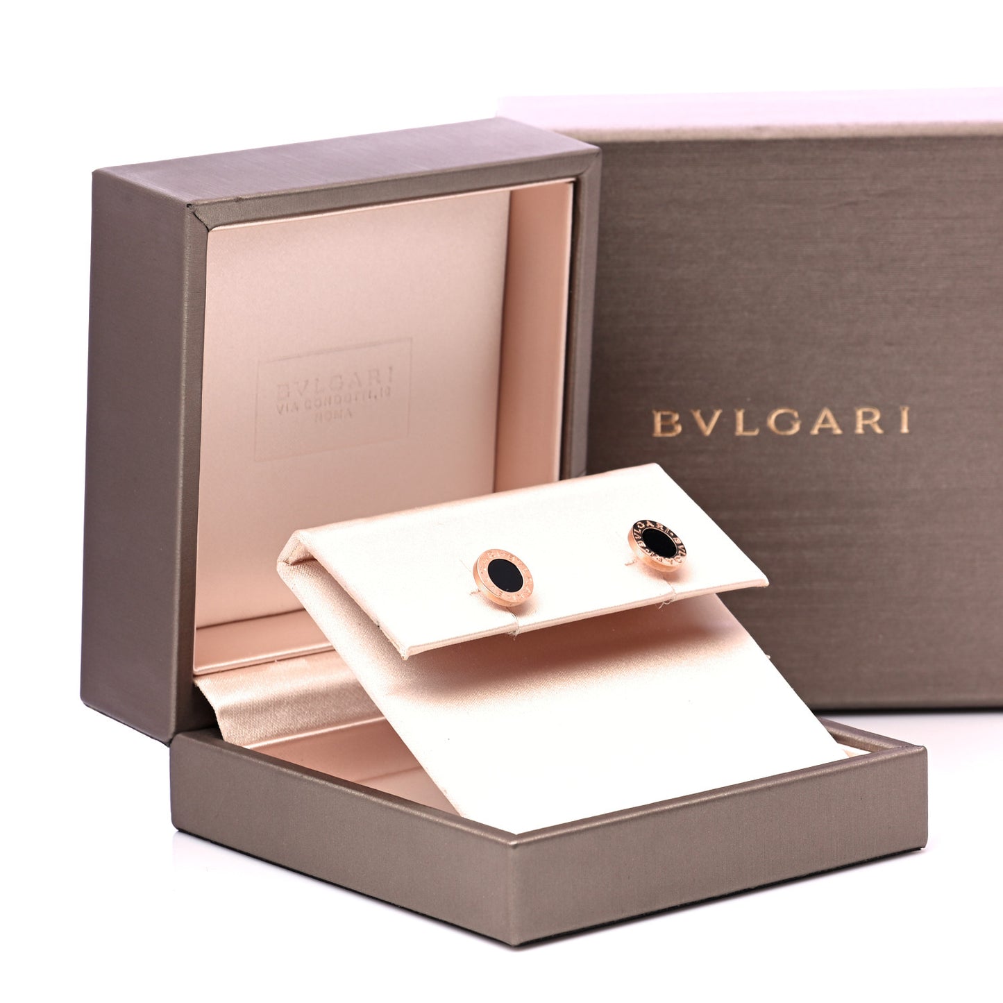 18K Rose Gold Black Onyx BVLGARI BVLGARI Stud Earrings