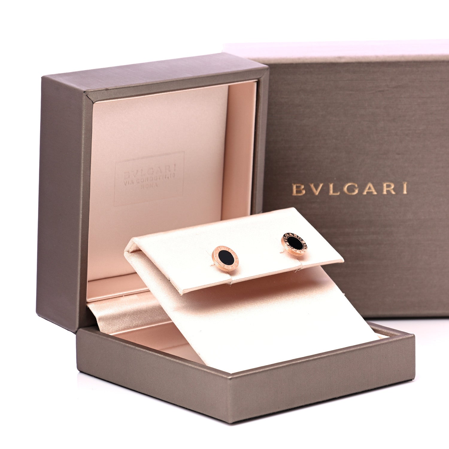 Bulgari 18K Rose Gold Black Onyx BVLGARI BVLGARI Stud Earrings 9 of 9