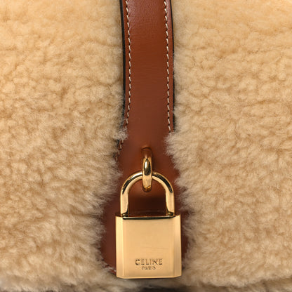 Celine Shearling Smooth Calfskin Tabou Clutch on Strap Natural Tan 7 of 10