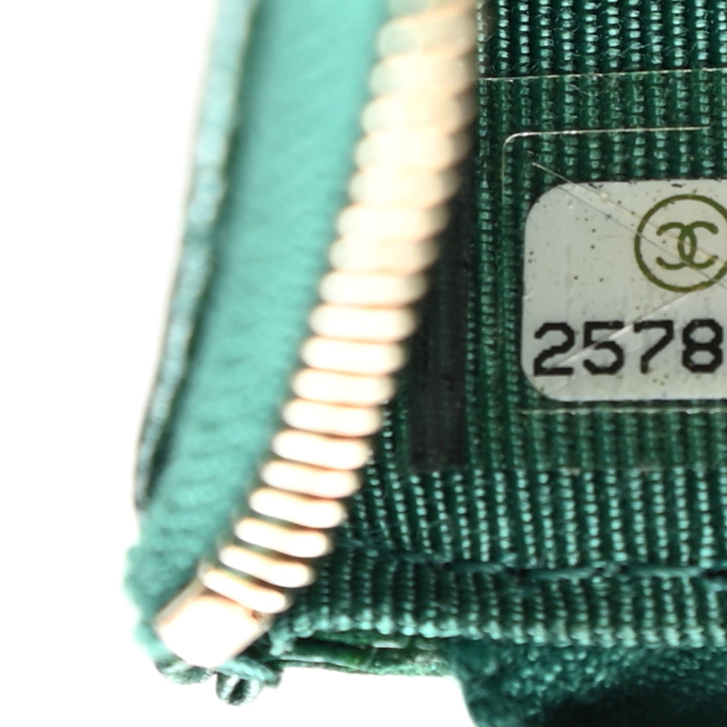 Metallic Caviar Quilted Classic Zip Pouch Green