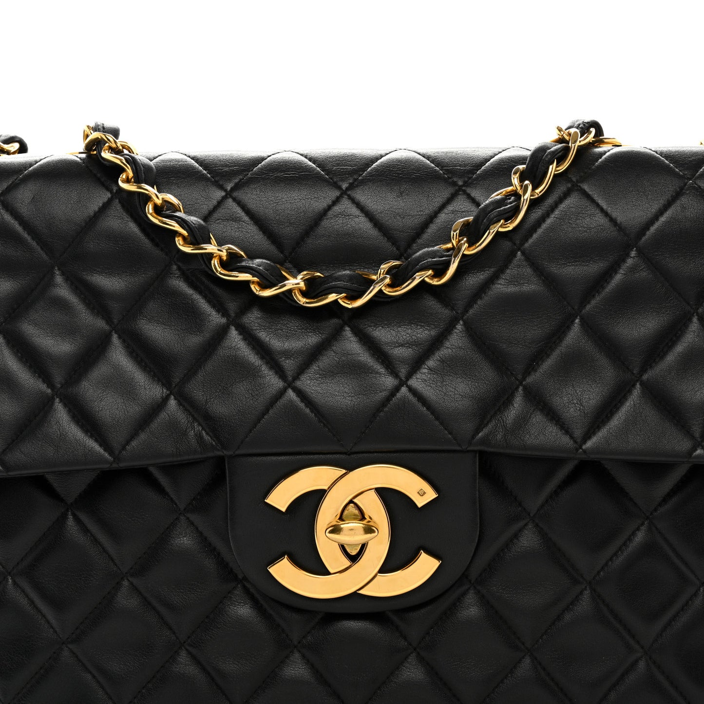 Lambskin Quilted XL Jumbo Single Flap Black