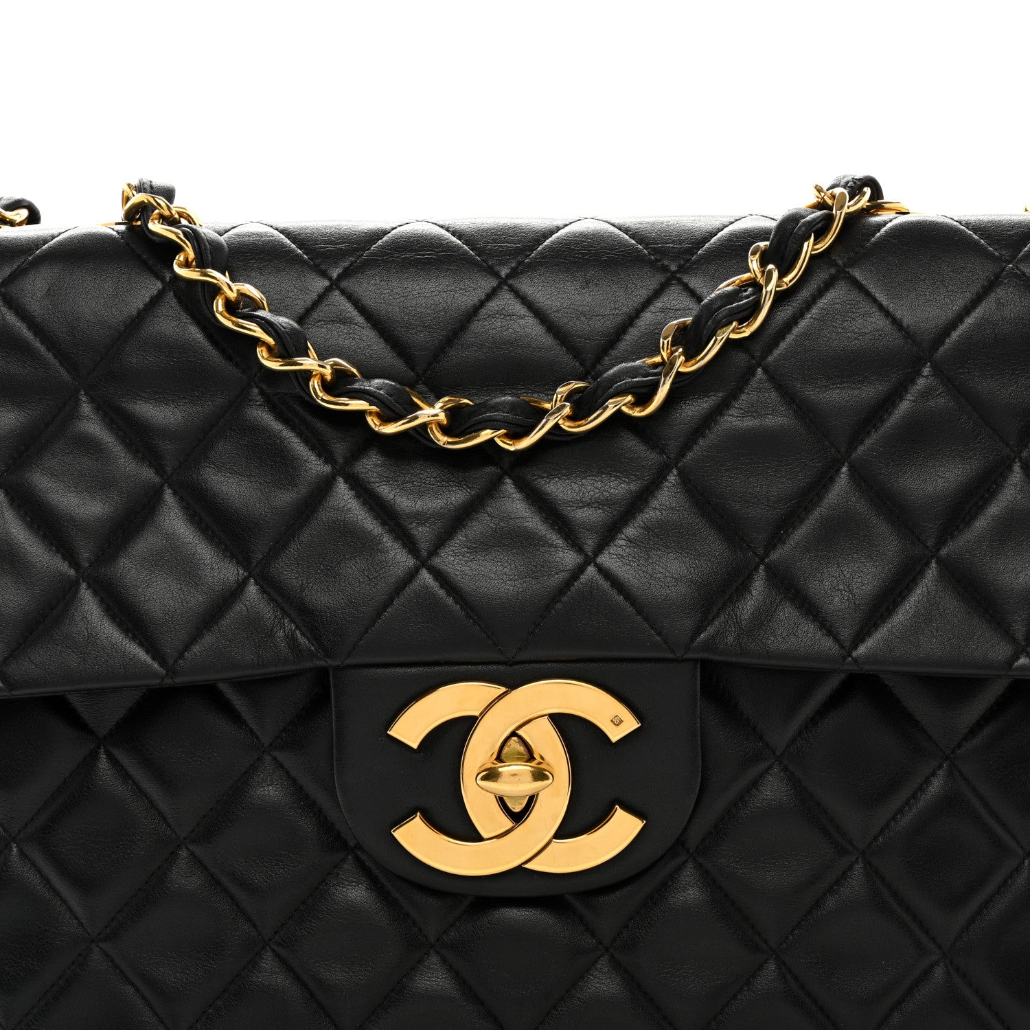 Chanel Lambskin Quilted XL Jumbo Single Flap Black 9 of 11