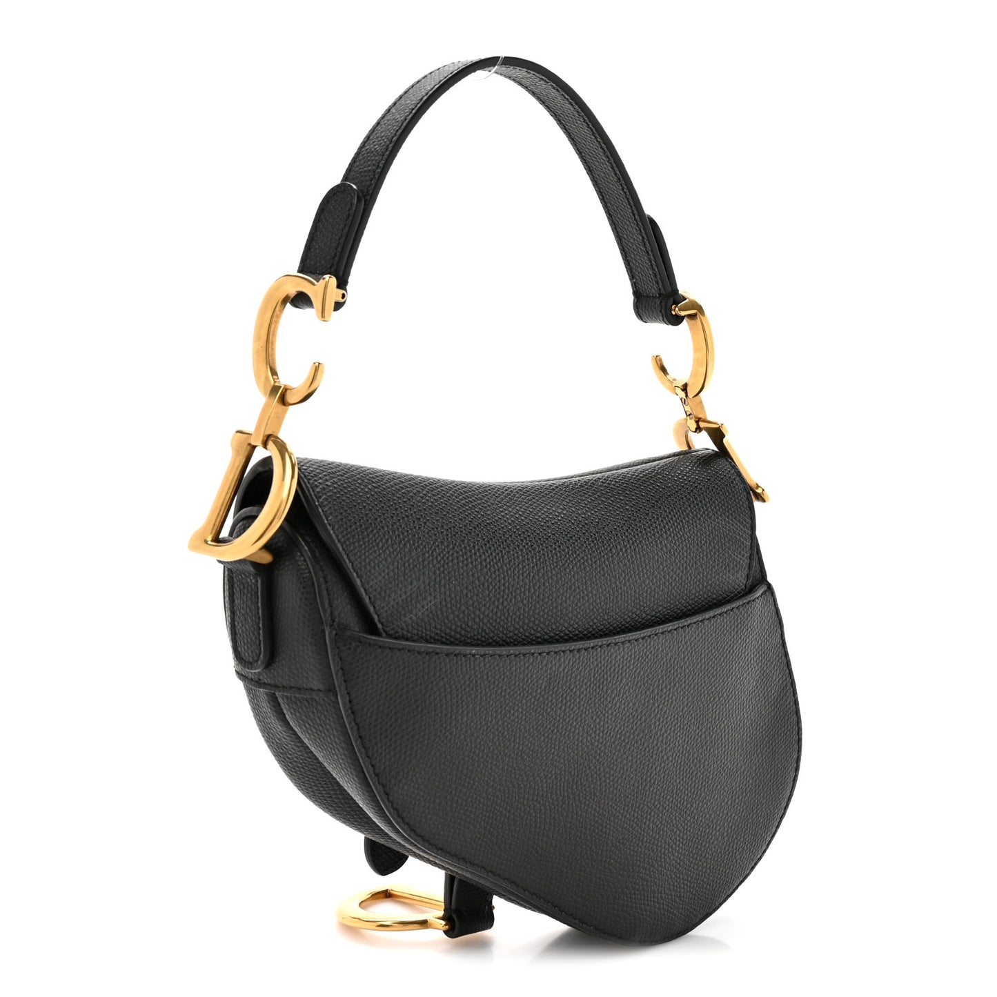 Grained Calfskin Mini Saddle Bag Black