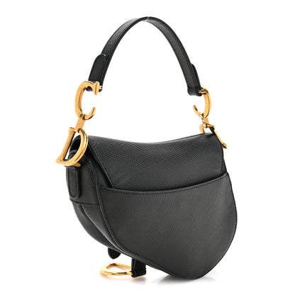 Christian Dior Grained Calfskin Mini Saddle Bag Black 3 of 12
