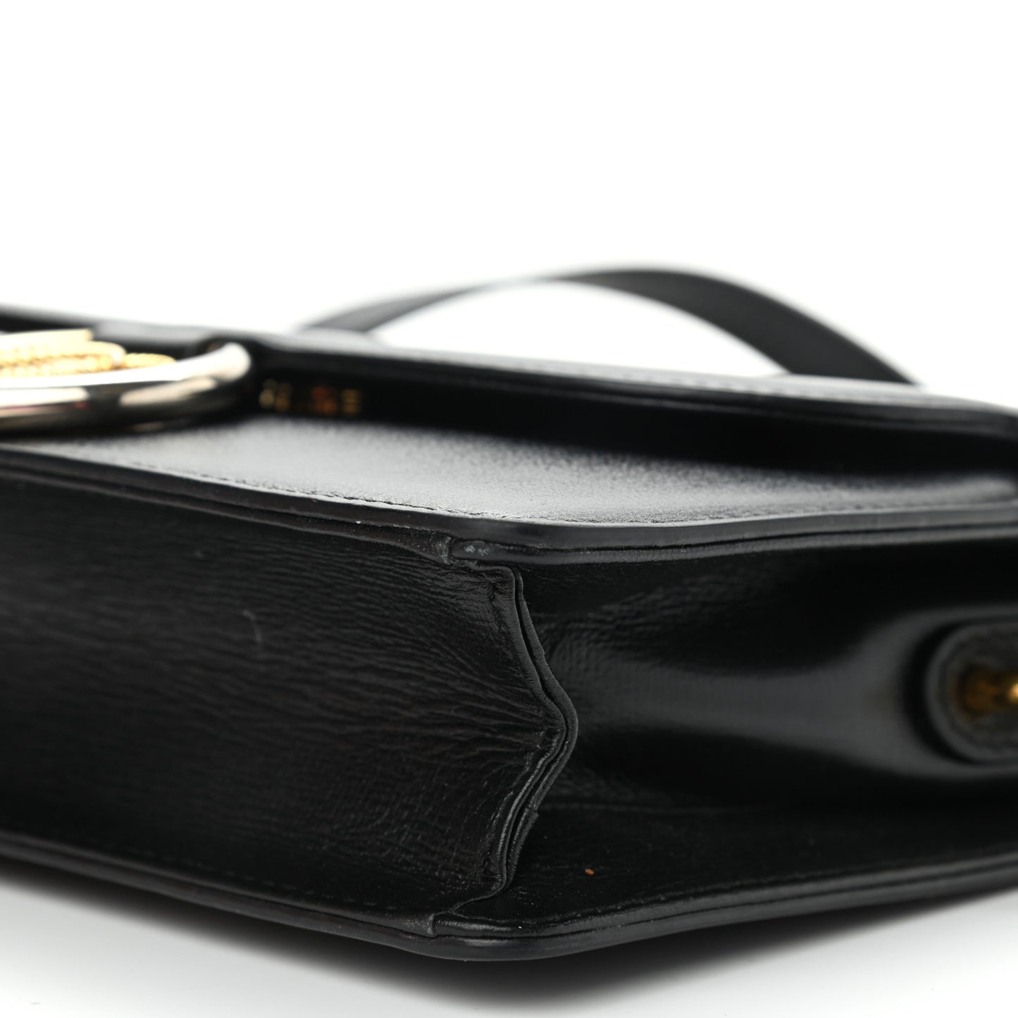 Textured Calfskin Small Torchon GG Ring Shoulder Bag Black