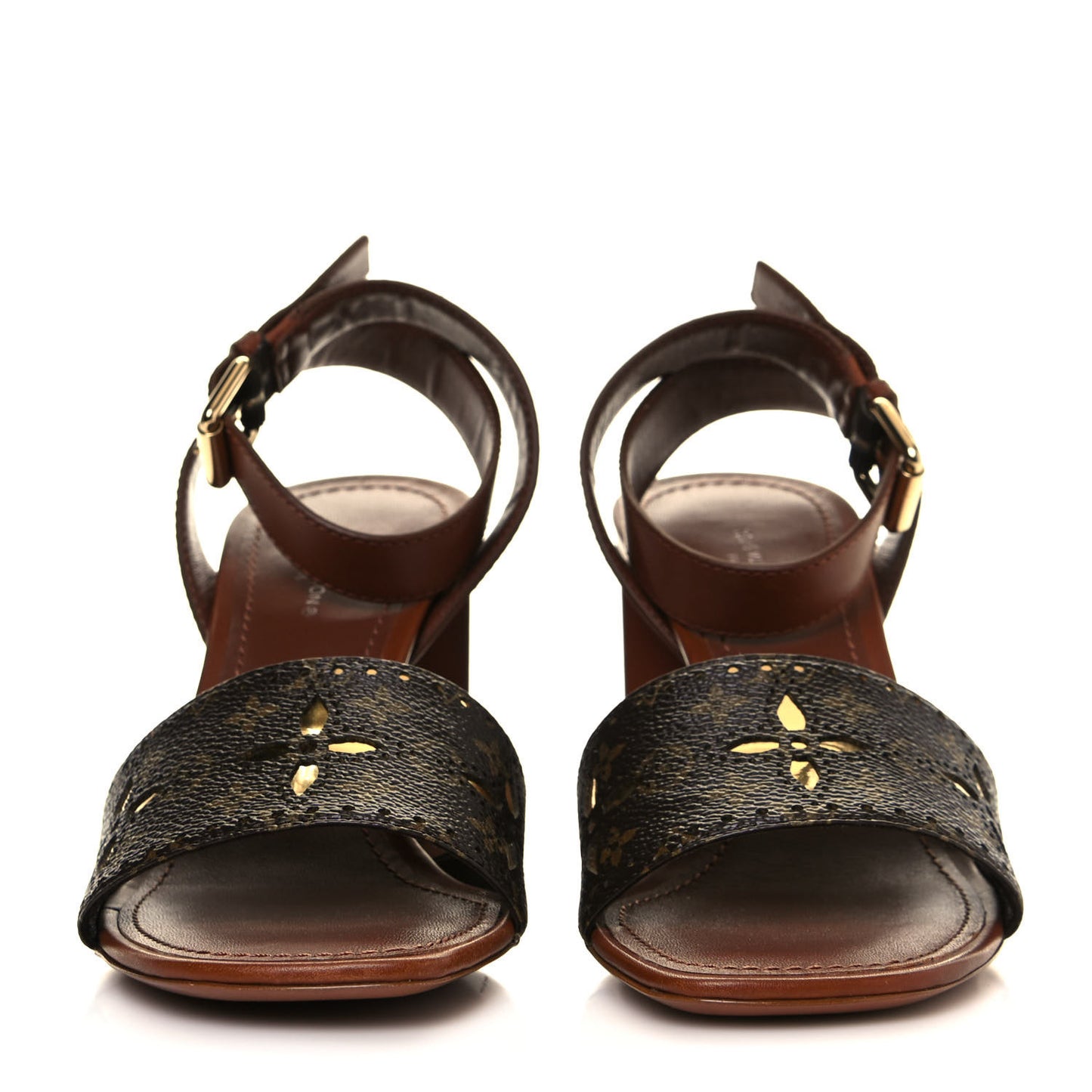 Calfskin Perforated Monogram Silhouette Sandals 37 Gold