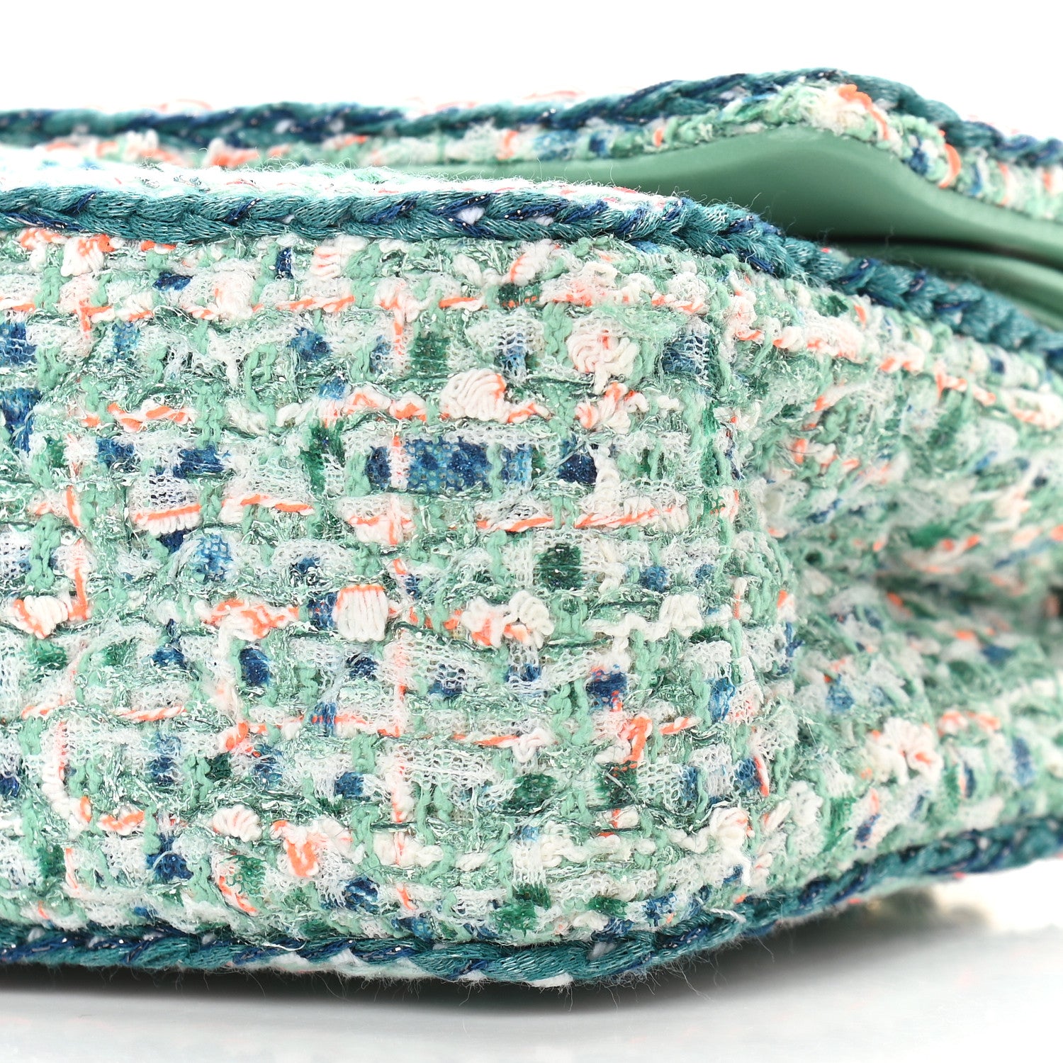 Chanel Tweed Quilted Medium Double Flap Green White Blue Orange 9 of 9