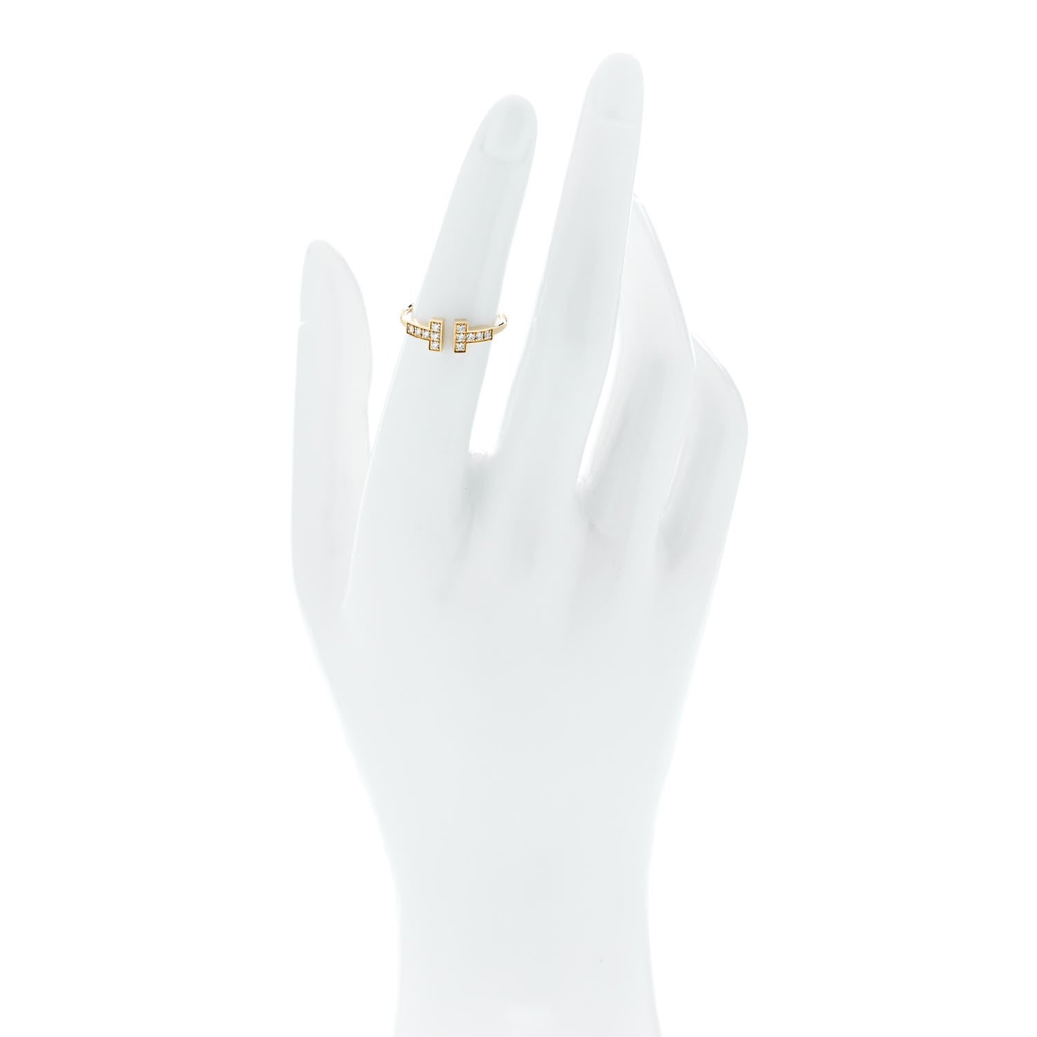 Tiffany 18K Yellow Gold Diamond T Wire Ring 50 5.5 2 of 5