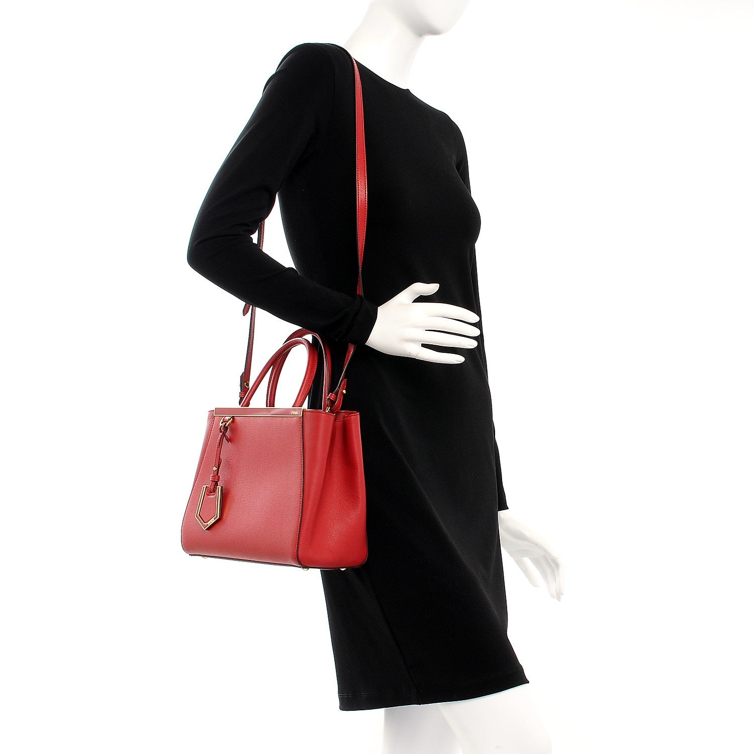 Fendi Vitello Elite Flamingo Petite 2Jours Tote Mattone 2 of 9
