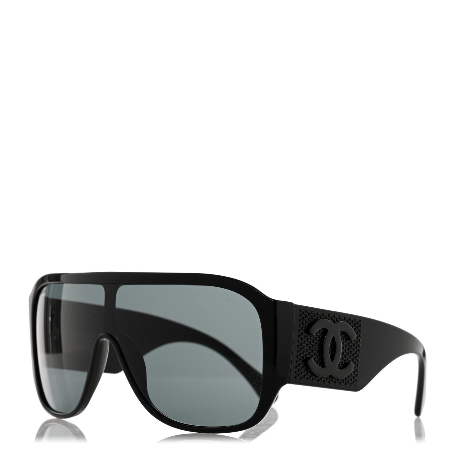 Chanel Acetate Crystal CC Shield Sunglasses 5466-B Black 1 of 8