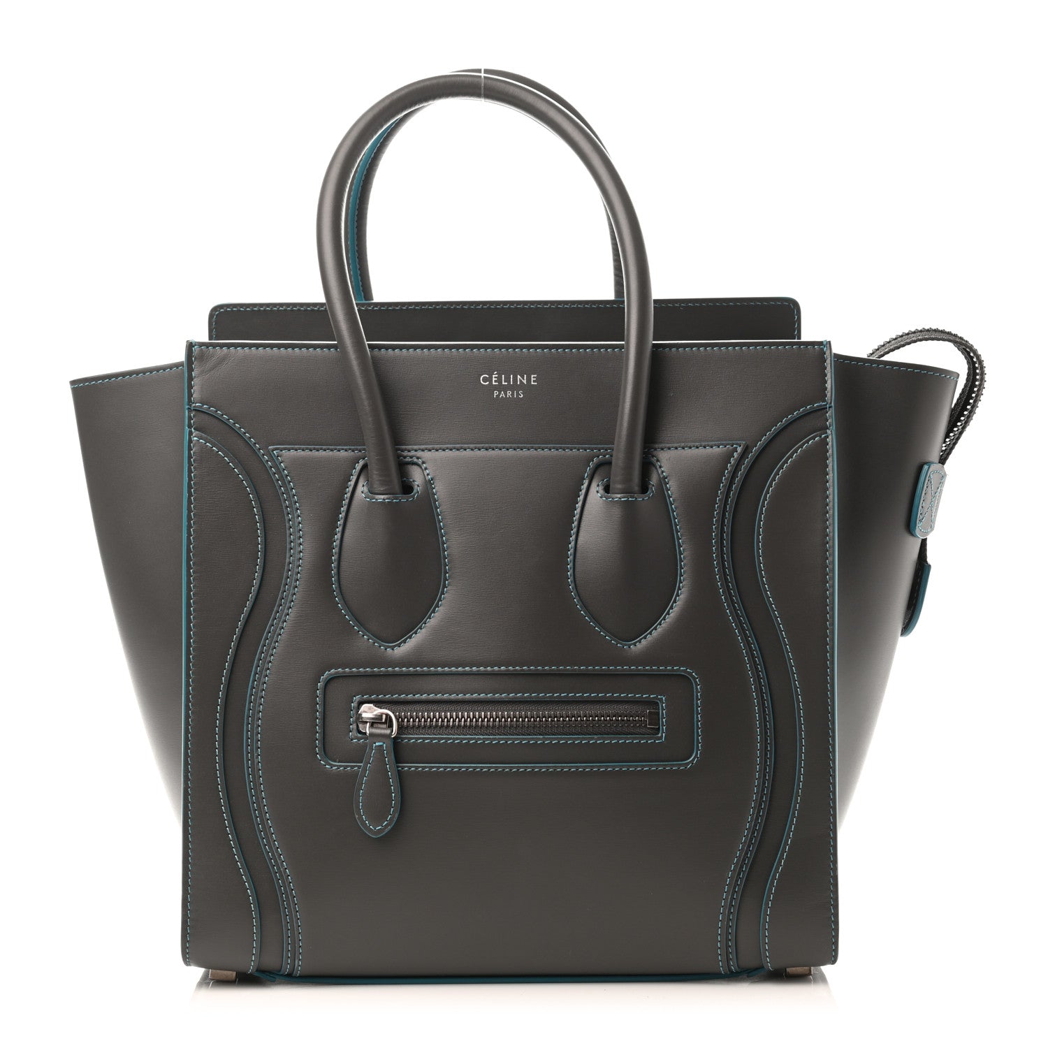 Celine Satin Debossed Calfskin Micro Luggage Anthracite 1 of 4