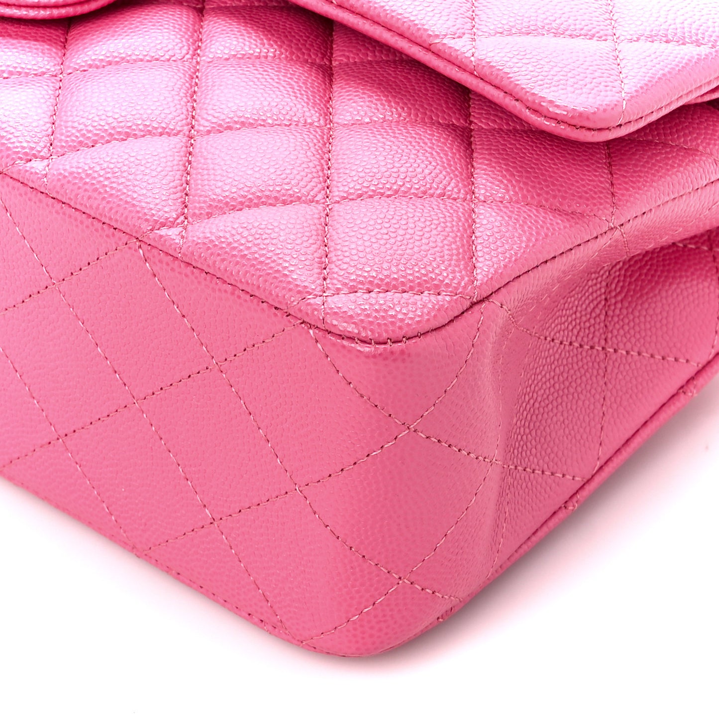 Caviar Quilted Medium Double Flap Pink